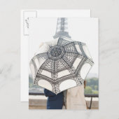 Verpaarung unter einem Schirm mit dem Eiffelturm Postkarte (Vorne/Hinten)