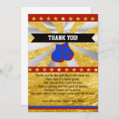 Verpacken-Babyparty danken Ihnen, Anmerkungs-Gold Dankeskarte (Vorne/Hinten)