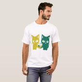 Verpacker-Katzen - grün u. gelbe Camouflage T-Shirt (Vorne ganz)