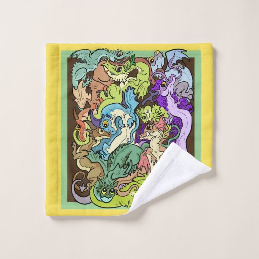 verpackt in Party Dragons Badhandtuch Set (Waschlappen)