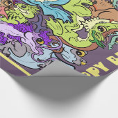 verpackt in Party Dragons Geschenkpapier (Ecke)
