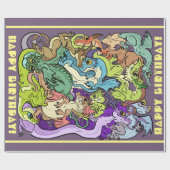 verpackt in Party Dragons Geschenkpapier (Flach)