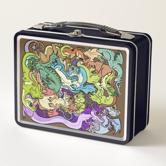 verpackt in Party Dragons Metall Brotdose (Vorderseite)