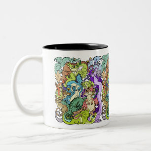verpackt in Party Dragons Zweifarbige Tasse
