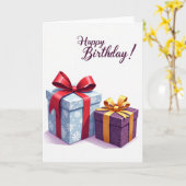 Verpackte Geburtstagsgeschenke Karte (Gelbe Blume)