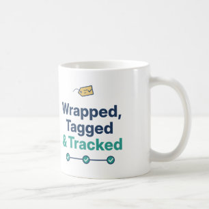 Verpackter, getaggter und verfolgter Feiertagsgesc Kaffeetasse