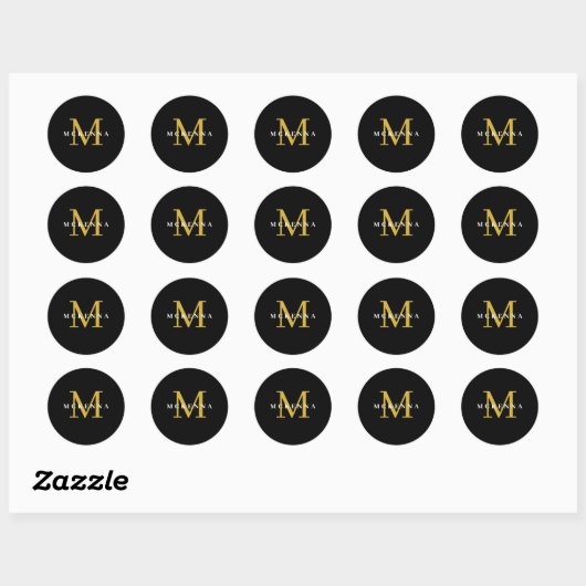 Verpackung Aufkleber Custom Monogram Black Gold Ro (Blatt)