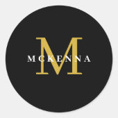 Verpackung Aufkleber Custom Monogram Black Gold Ro (Vorderseite)