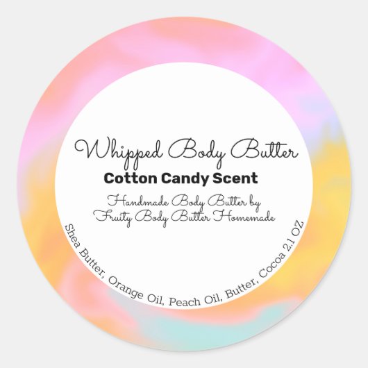 Verpackung aus Cotton Candy Body Wellness-Center o Runder Aufkleber (Vorderseite)