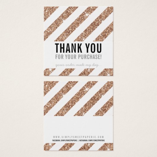VERPACKUNG DANK IHNEN Rose Gold Glitzer Streifen s (Vorne & Hinten)