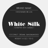 Verpackung der Kerze schwarzes Etikett Runder Aufkleber (Vorderseite)