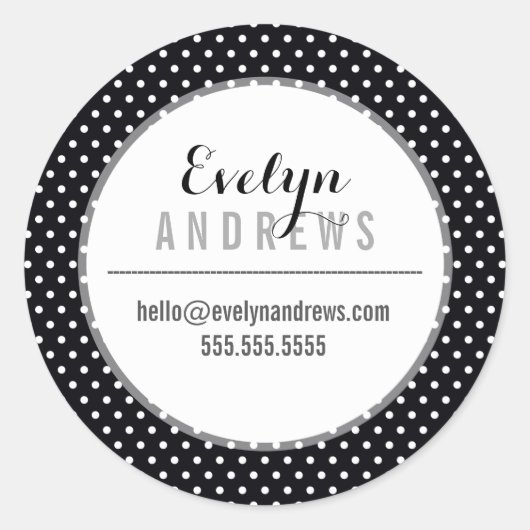 VERPACKUNG EINFACHER SPOT Mini-Polka-Punkt Schwarz Runder Aufkleber (Vorderseite)