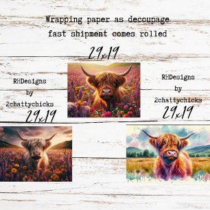 Verpackung für Decoupage 3 Whimsical Highlands Geschenkpapier Set
