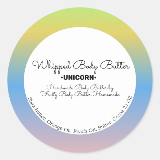 Verpackung für Einwegkörperbutter Bath Branding Runder Aufkleber (Vorderseite)
