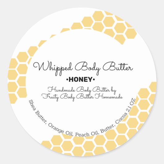 Verpackung für honigverschweißte Body Butter Bath  Runder Aufkleber (Vorderseite)