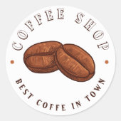 Verpackung Kaffee Shop Brown Coffein Cappuccino Runder Aufkleber (Vorderseite)