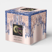 Verpackung Logo Rose Tropfen Blue Navy Schönheit Geschenkschachtel (Rückseite)