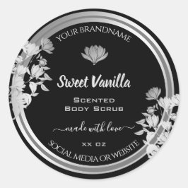 Verpackungen für Blumenprodukte Etiketten Schwarz  Runder Aufkleber