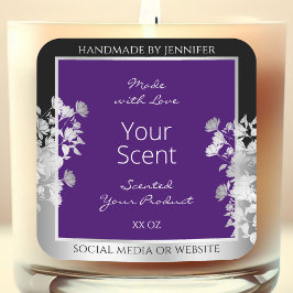 Verpackungen von Blumenprodukten Etiketten Lila un Quadratischer Aufkleber