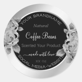 Verpackungen von Blumenprodukten Etiketten Schwarz Runder Aufkleber