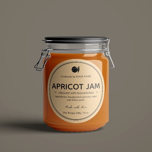 Verpackungsdesign für Apricot-Marmelade Runder Aufkleber