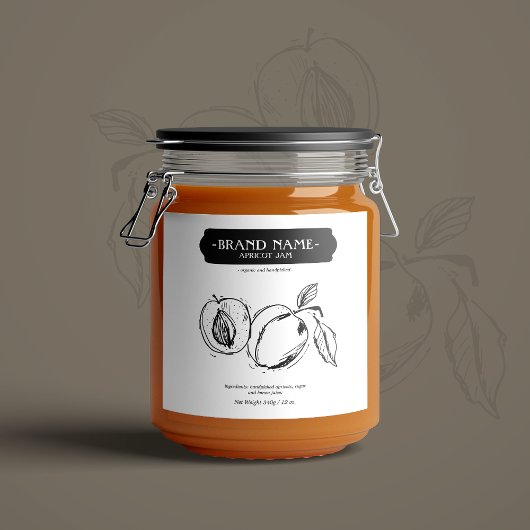 Verpackungsdesign für Apricot-Marmelade Schaumweinetikett