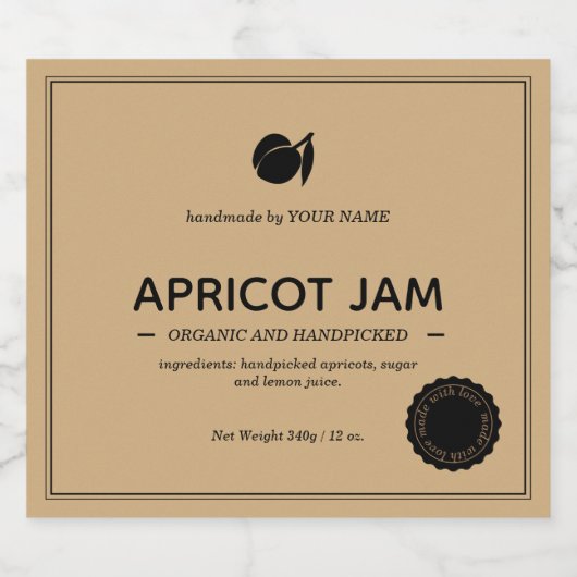Verpackungsdesign für Apricot-Marmelade Schaumweinetikett (Einzelnes Label)