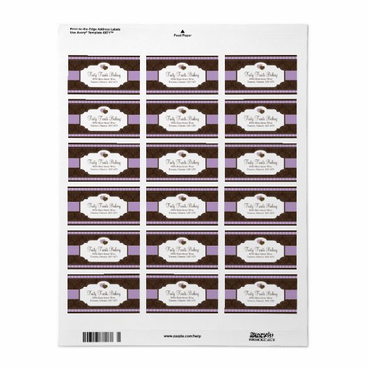 Verpackungsetiketten für Bäckereien Adressaufkleber (Vorne)