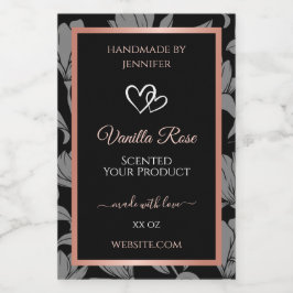 Verpackungsetiketten für schwarze Blumen Rose Gold Lebensmitteletikett
