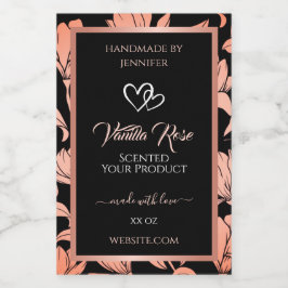 Verpackungsetiketten für schwarze Blumen Rose Gold Lebensmitteletikett