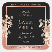 Verpackungsetiketten für schwarze Blumen Rose Gold
