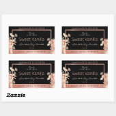 Verpackungsetiketten für schwarze Blumen Rose Gold Rechteckiger Aufkleber (Blatt)