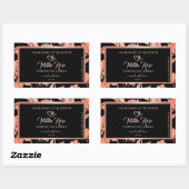 Verpackungsetiketten für schwarze Blumen Rose Gold Rechteckiger Aufkleber (Blatt)