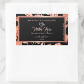 Verpackungsetiketten für schwarze Blumen Rose Gold Rechteckiger Aufkleber (Tasche)