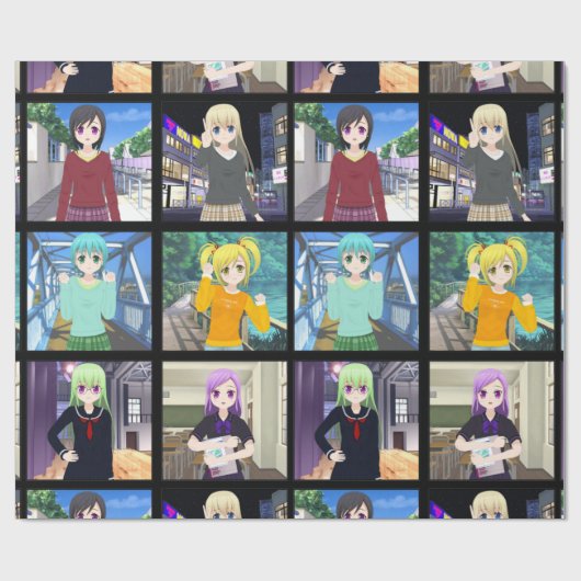 Verpackungspapier für Anime-Mädchen Geschenkpapier (Flach)
