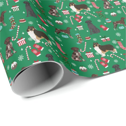 Verpackungspapier für Weihnachtshunde Geschenkpapier (Rolleneckpunkt)