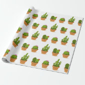 Verpackungspapier mit niedlichen Kaktusfiguren Geschenkpapier (Ungerollt)