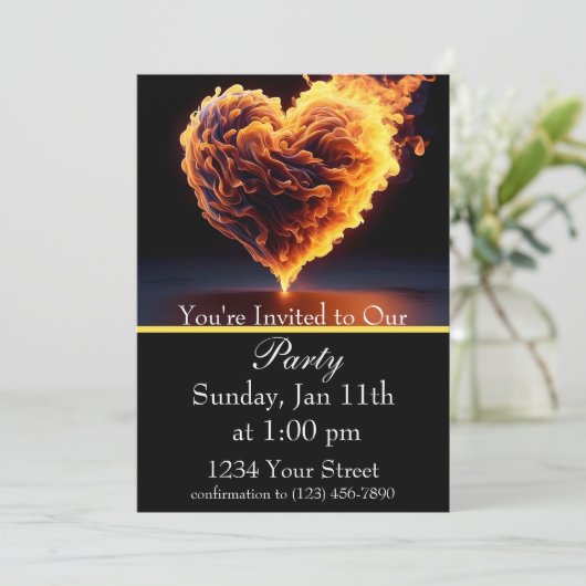 Verpassen Sie nicht unser Hot Fire Party! Einladung (Stehend Vorderseite)