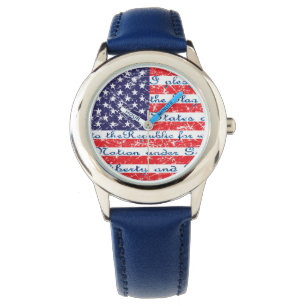Verpflichtung der Flagge Allegiece USA Armbanduhr