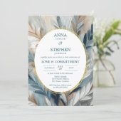 Verpflichtungsfeier für zeitgenössische Blaue Eleg Einladung (Stehend Vorderseite)