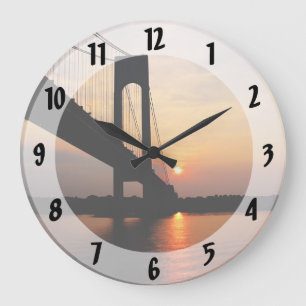 Verrazano-Brücke bei Morgengrauen Große Wanduhr