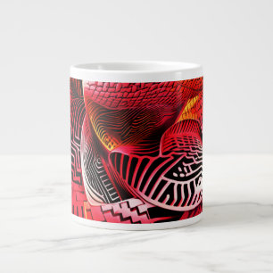 Verriegelte geometrische Formen in Rot und Gelb Jumbo-Tasse