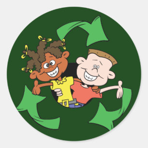 Verringern Sie Wiederverwendung recyceln Kinder Runder Aufkleber