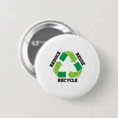 Verringerung der Wiederverwendung Gerecycelt Mutte Button (Vorne & Hinten)