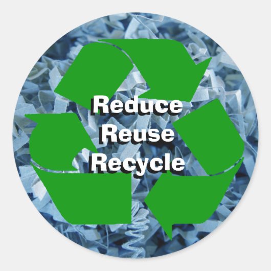 Verringerung, Wiederverwendung, Recycle Runder Aufkleber (Vorderseite)