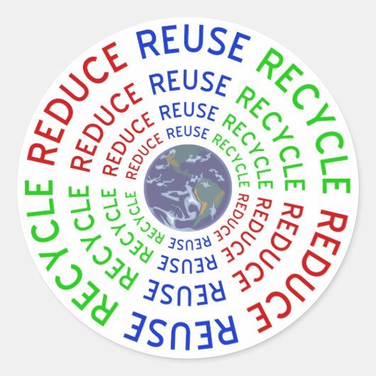 Verringerung, Wiederverwendung, Recycle Runder Aufkleber (Vorderseite)