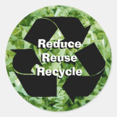Verringerung, Wiederverwendung, Recycle Runder Aufkleber (Vorderseite)
