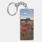 Verrostender orange Dodge-LKW mit verlassenem Schlüsselanhänger (Vorderseite links)