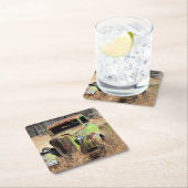 Verrostendes Auto vor verlassenem Bauernhof Rechteckiger Pappuntersetzer (Vor Ort)