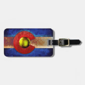 Verrostete Metallcolorado-Flagge Gepäckanhänger (Vorderseite horizontal)